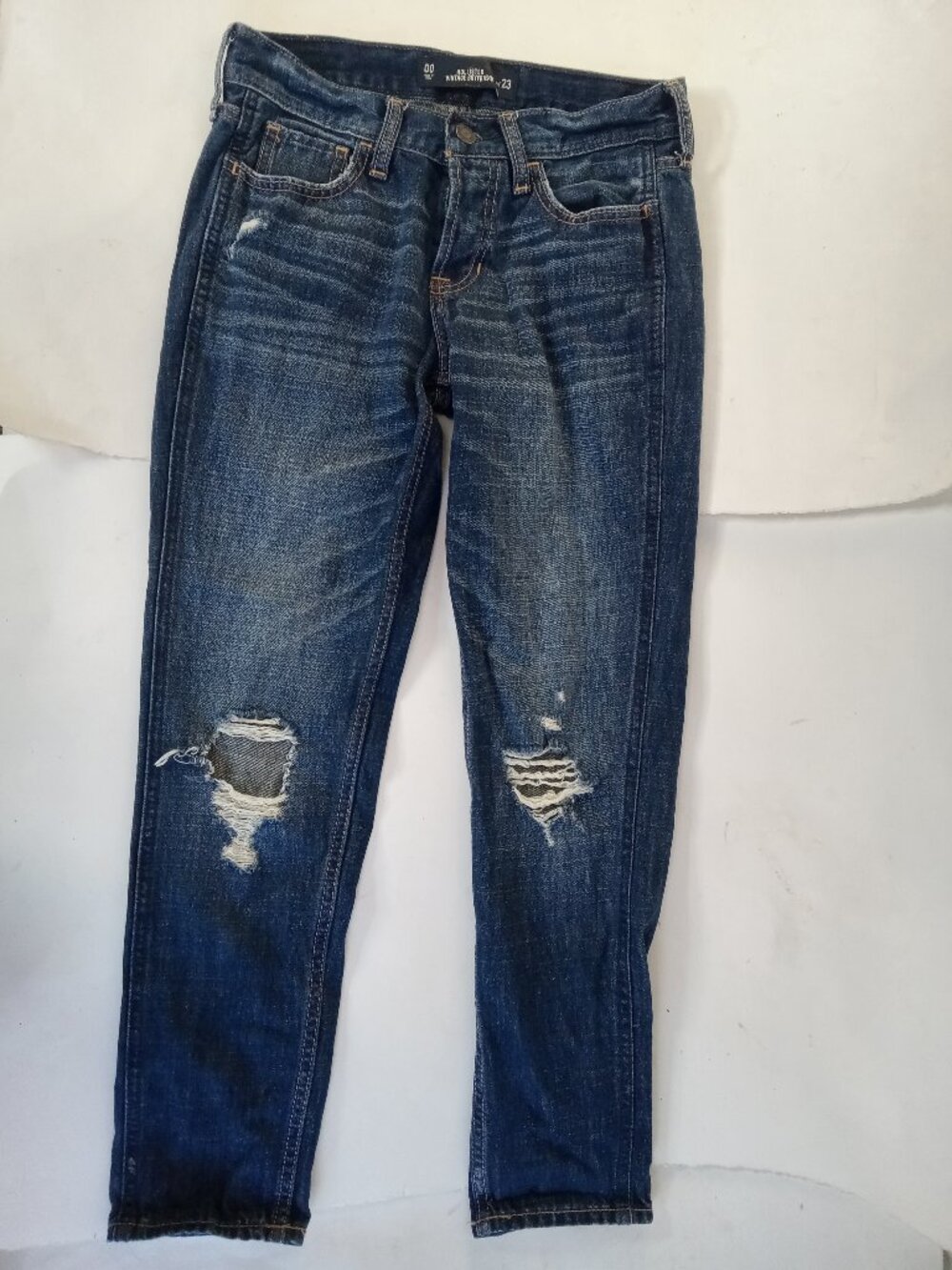 Hollister Women Girl Distressed Vintage Boyfriend Blue Jeans Size 00 23 Y2K